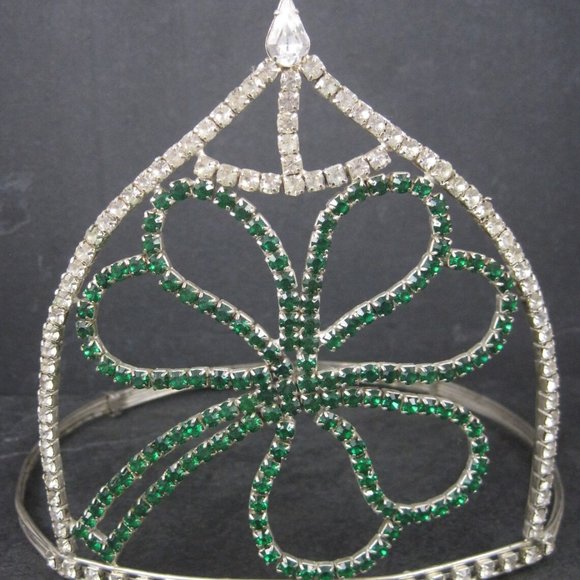 Vintage Estate Clover Rhinestone Tiara Crown